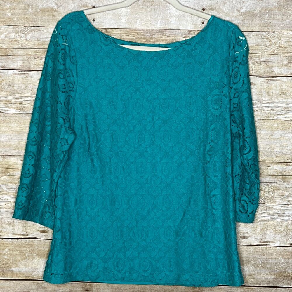 BANANA REPUBLIC LACE CASUAL MODIST OFFICE CAREER LINED CONTEMPORARY BLOUSE SZ.14